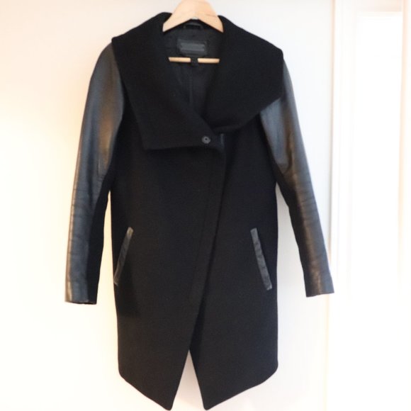 Women's DANIER Pea coat with Real Leather size XS - Picture 1 of 2